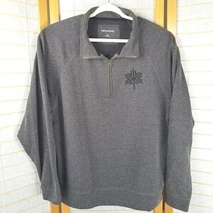 Men's Dark Gray Quarter Zip Sweatshirt Size 2XL Camp David Branded Leaf Logo